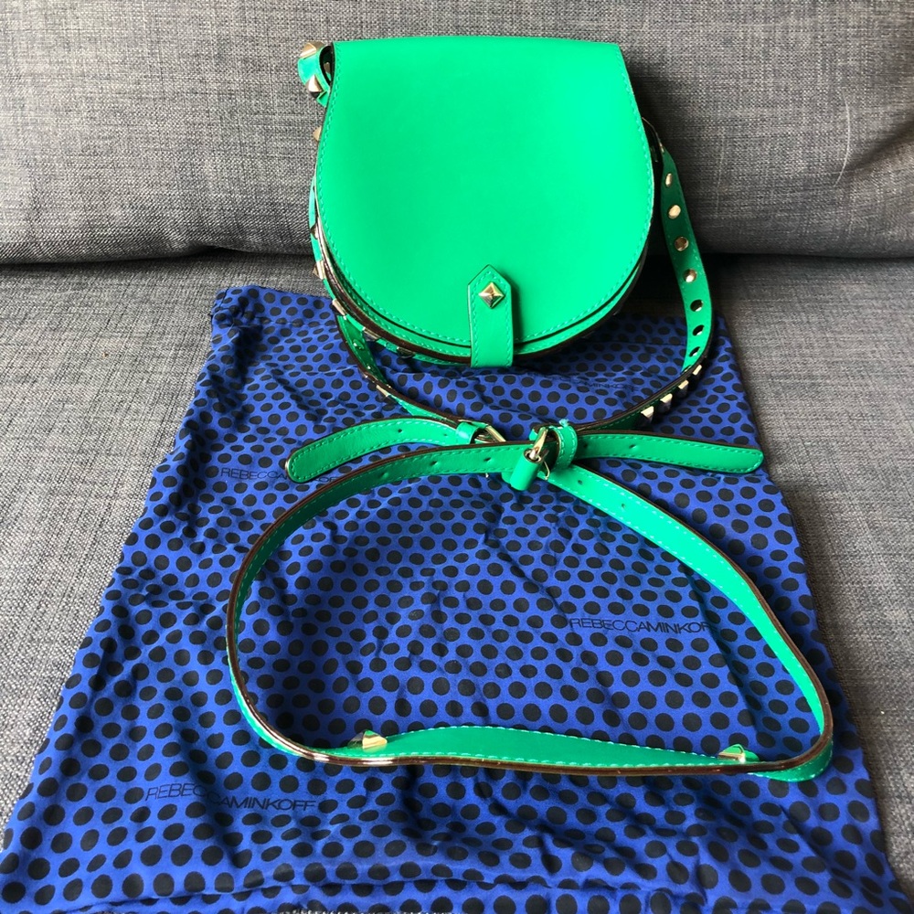 Rebecca Minkoff Green Studded Skylar mini bag